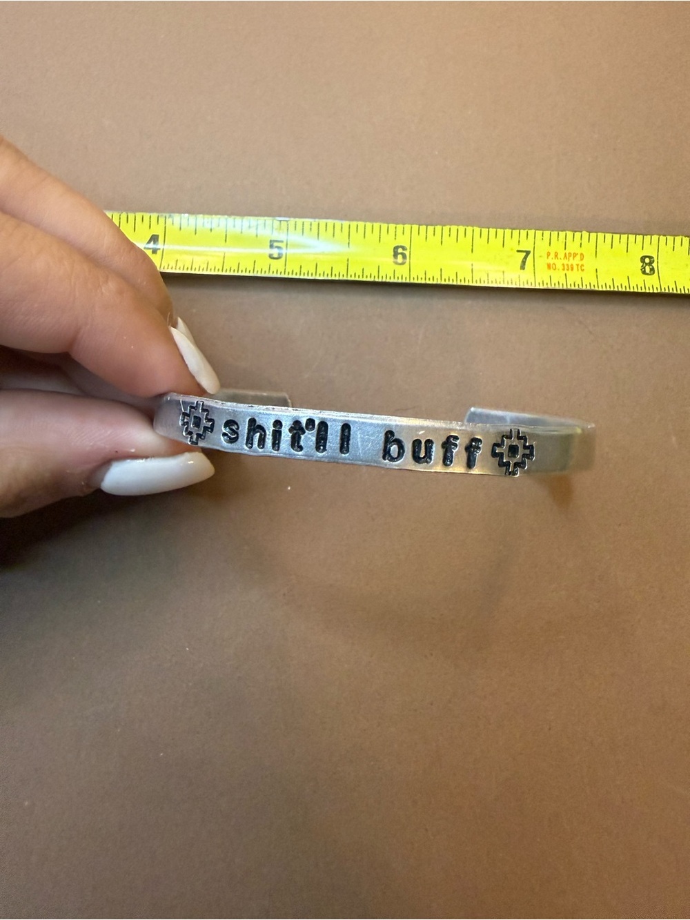 🩵BUNDLE AND SAVE (3/$16) 🩵 Silver 'shit'll buff' Hand Stamped Bracelet